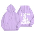 thumbnail image 7 of Women's Hoodies & Sweatshirts Valentine's Day Couples Letter Printed Hoodie with Pockets Cozy and Comfortable Sweatshirt for Every Occasion, 7 of 7