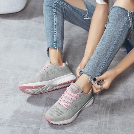 

Rdeuod Sneakers for Women Flying Woven Sports Shoes Women s Breathable Mesh Casual Flat Bottom Light Shoes Running Shoes