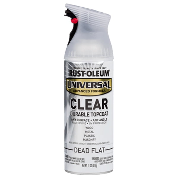 RustOleum 302151 Universal Clear Topcoat Spray Paint, Dead Flat, 11 Oz