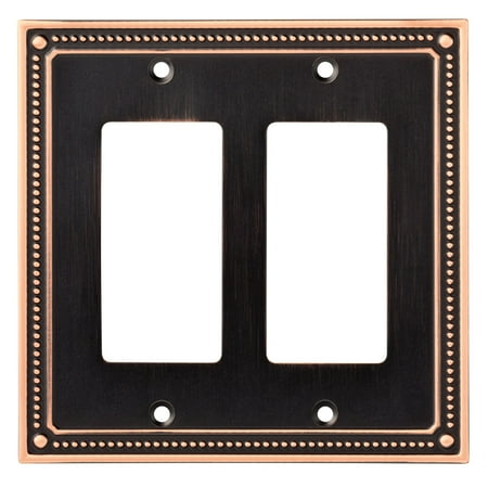 - Franklin Brass Classic Beaded Double Decorator Wall Plate in Bronze With Copper Highlights