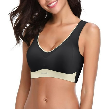 Zshosam Sports Bras for Women Large Bust Comfort Bra Everyday V Neck Soft Lightweight Womens Basic Bra Compression Bras(Black XXL)