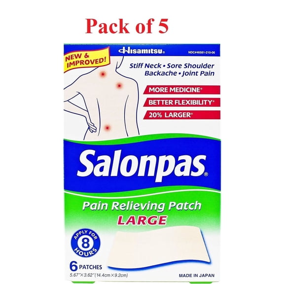 Salonpas Pain Relieving Patch, 8-Hour Pain Relief - 6 Large Patches