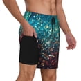 thumbnail image 2 of Kdxio Colorful Rainbow Glitter Print Mens Swim Shorts with Mesh Lining, Breathable and Quick-Drying, Adjustable Waist, Privacy Pocket-Medium, 2 of 6
