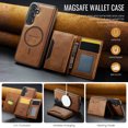 thumbnail image 6 of Detachable Wallet Compatible with Magsafe Wireless Charing for Samsung Galaxy S24 Case with Card Holder Magnetic Snap, RFID Blocking Kickstand 2 in 1 Shockproof Case for Samsung Galaxy S24, Brown, 6 of 9