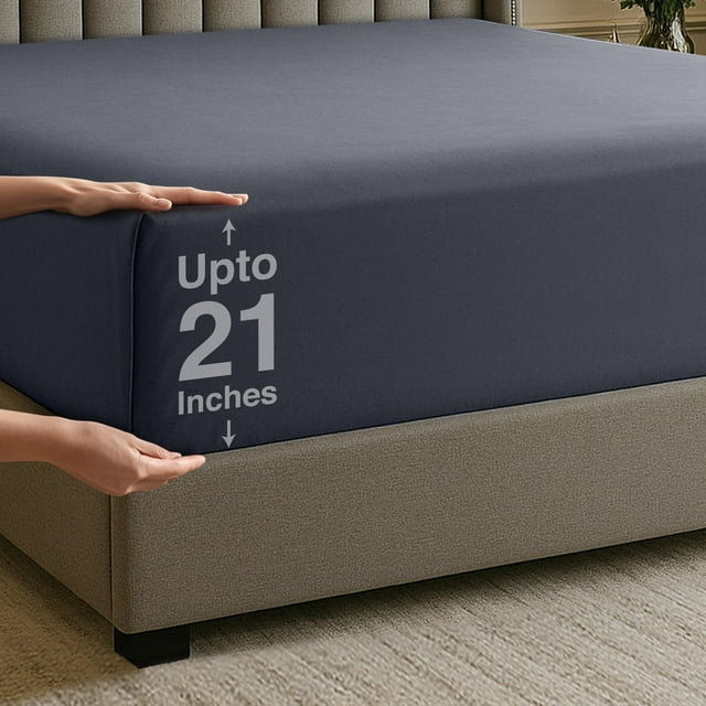 Sábana bajera ajustable Utopia Bedding Twin XL, 21 pulgadas de profundidad, bolsillo gris