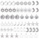 thumbnail image 1 of 1 caja con 15 dijes colgantes de sol, luna y estrellas para hacer aretes, collares y pulseras. Materiales para la creación de joyas. Color plata., 1 of 8