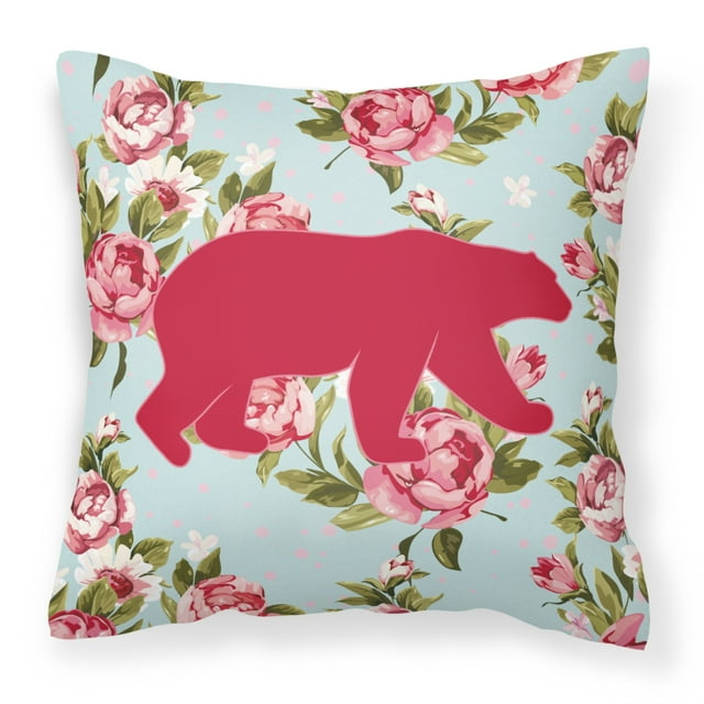 Caroline's Treasures BB1005-RS-BU-PW1818 Bear Shabby Chic Blue Roses Decorative Pillow 18 x 18 Multicolor