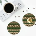thumbnail image 4 of Honeii Dark Green Vintage Corn Pattern Print Leather Coaster Set of 4, Ideal for Safeguarding Your Furniture from Drinks Spills and Effortless Cleanup-Round Shape, 4 of 6