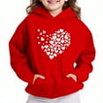 thumbnail image 2 of Riecok Hoodies for Girls Long Sleeve Round Neck Cute Printed Kids Pullover Top with Pocket Oversized Fleece Pocket Sweatshirt Tops Red 9 Years, 2 of 4