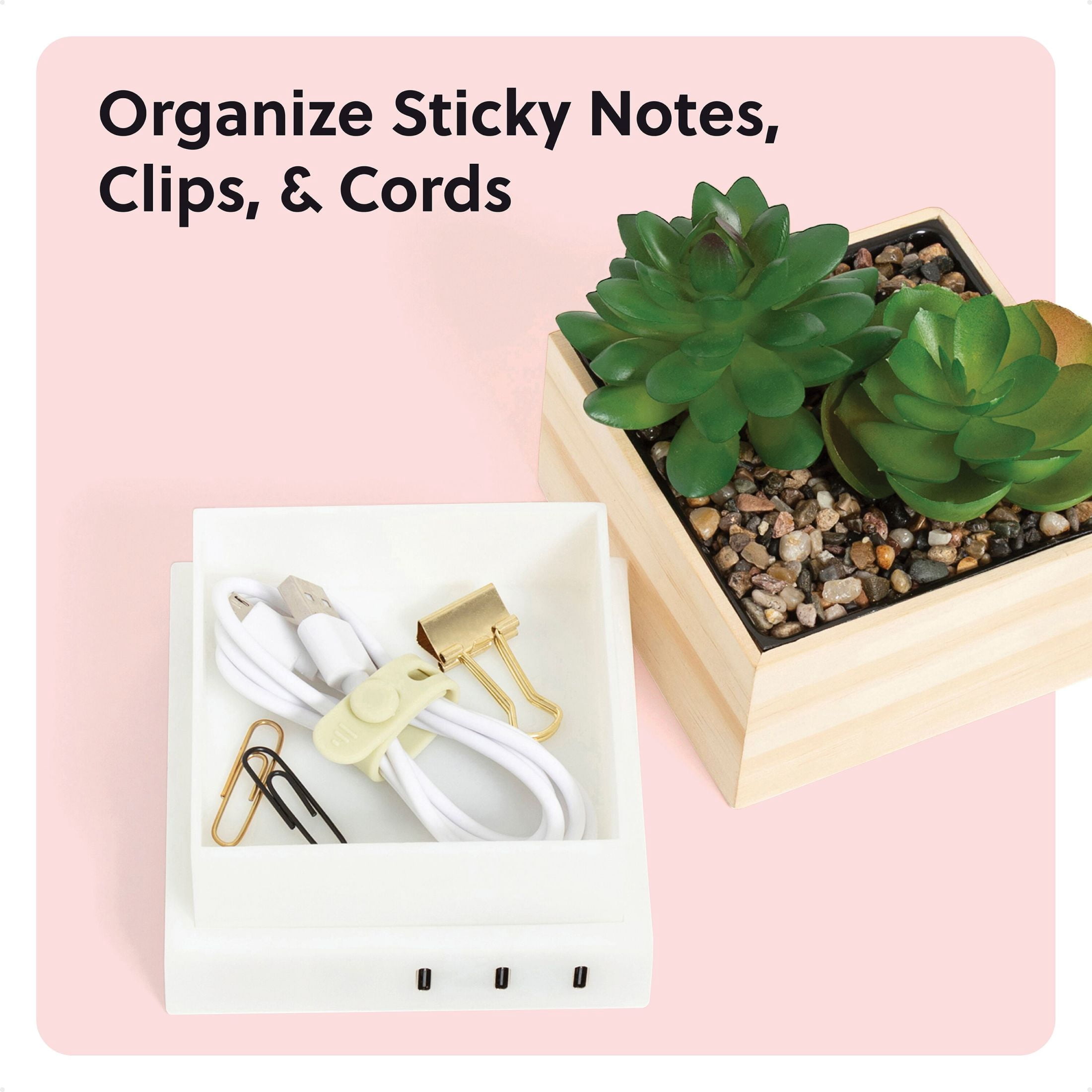 U Brands Desktop Charging Organizer, 5.4 x 3.9 x 3.9“, Succulent