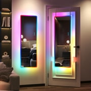 Terrion 47" x 16" Full Length Dressing Body Mirror, Over The Door Mirror with 14 Light Modes/RGB Color Changing LED Lights, Wall Mounted Rectangle Mirror Dimmable Brightness/Adjustable Speed