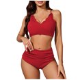 thumbnail image 2 of Summer Saving pimelu Bathing Suit for Women Bikini Sets for Women Two Piece Swimsuits Tummy Control Swimsuit Ladies Solid High Waist Strap Bathing Suit Swimming Suits for Women, 2 of 7