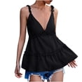 thumbnail image 2 of Fashion Women's Summer Casual V Neck Ruffles Solid Color Tops Sling Vest, 2 of 9