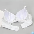 thumbnail image 3 of IQOGKRN Women Elegant Wireless Floral Lace Bra Full Coverage Comfort Brassiere Soft Breathable Everyday Bra White 85A, 3 of 5