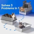 thumbnail image 5 of AUU XL Stainless Steel Cat Litter Box with Lid – 18" Deep for Large Cats, 180° Flip-Top, Odor Control, Leak-Proof, Includes Scoop, 5 of 7