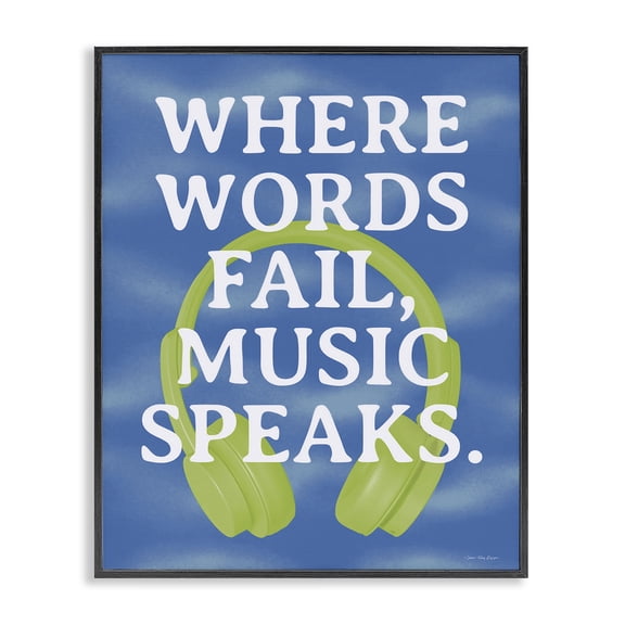 Stupell Industries Modern Words Fail Music Speaks Black Framed Giclee Art, 11 x 14, by Seven Trees Design