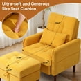 thumbnail image 4 of DREAMSIDEA Accent Chair with Storage Ottoman, Adjustable Backrest Lounge Chair with Footrest, Corduroy Reading Chair with Pillow and Side Pockets for Living Room & Bedroom-Yellow, 4 of 6