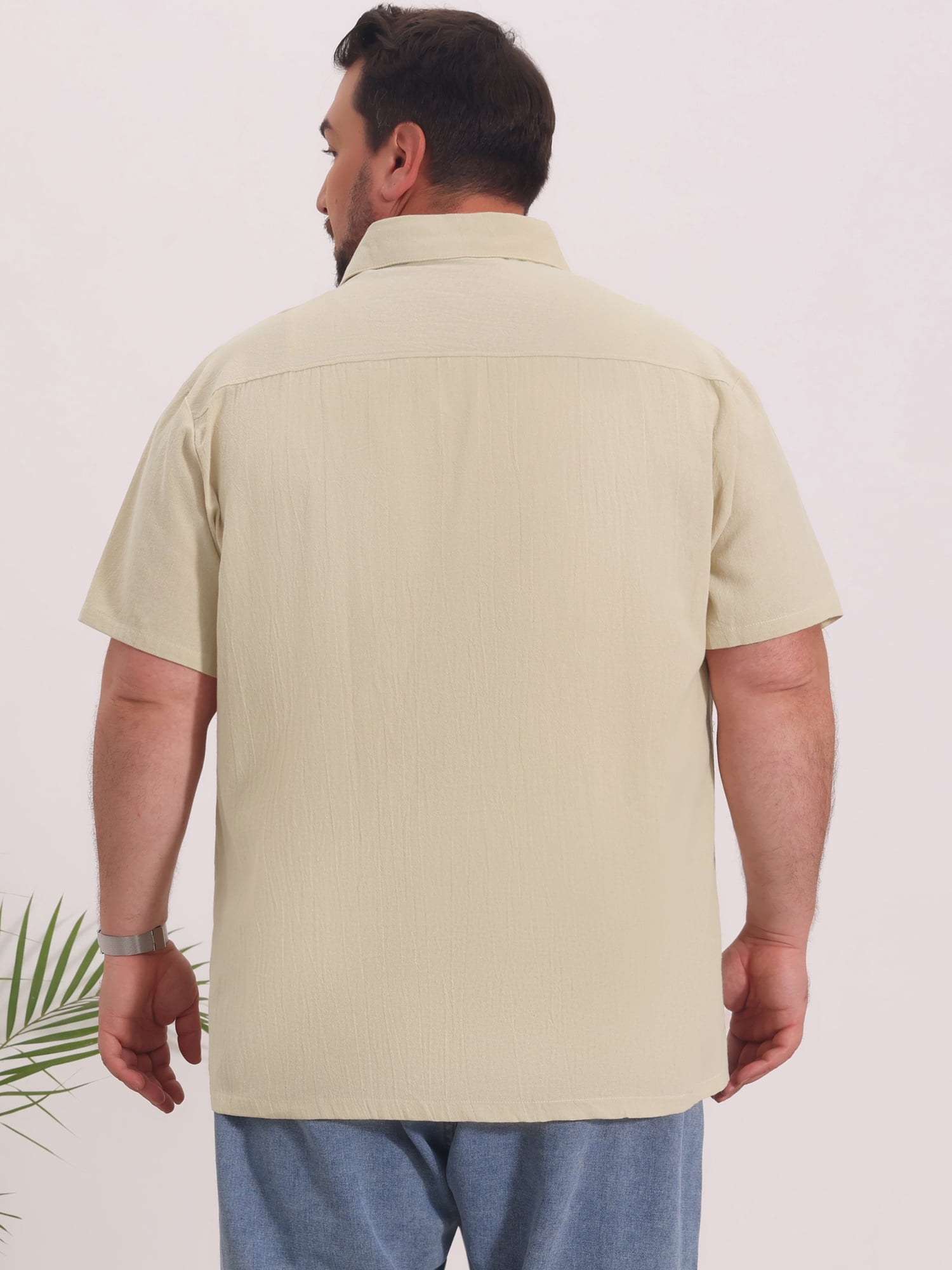 DARING DIVA Men's Big Tall Summer Casual Short Sleeve Button Down Shirts 2XL Khaki