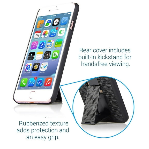 Aduro iPhone SE2/8/7/6/6s Holster Case, Combo Shell & Holster Case - Super Slim Shell Case with Built-in Kickstand, Swivel Belt Clip Holster for Apple iPhone SE 2nd Gen (2020) 8, 7, 6, 6s