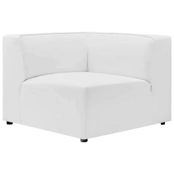 Sofa Corner Chair, Faux Vegan Leather, White, Modern Contemporary Urban Design, Living Lounge Room Hotel Lobby Hospitality