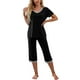 thumbnail image 2 of Conjunto de pijamas para mujer, transpirable, de manga corta, a la moda, con 2 bolsillos, conjuntos de salón suaves, 2 of 6