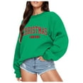 thumbnail image 1 of VBARHMQRT Chandail à Capuche Vert pour Femmes à Manches Longues Col Rond Imprimé de Noël Léger, 1 of 4