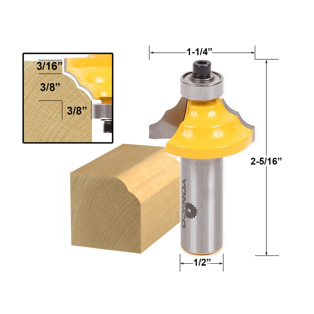 Double RoundOver Edging Router Bit 1/2" Shank Yonico 13130