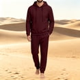 thumbnail image 6 of Garbnen Fleece Mens 2 Piece Hoodie Jogger Set Solid Color Casual Hoodie Sweatshirt and Joggers Sweatpants Sets Workout Athletic Warm Plush Track Suits Mens Wine, 6 of 6