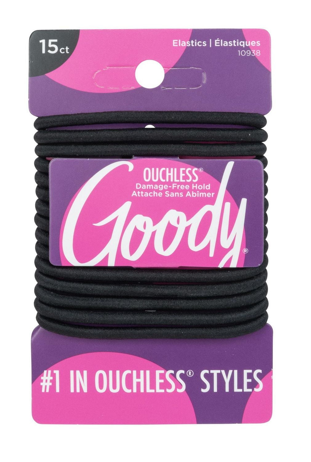 Goody Ouchless® Elastiques noirs sans dommage - 15Ct Goody Elastiques noirs