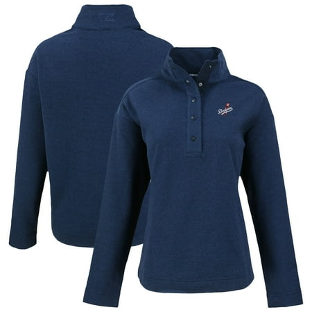 Women s Cutter & Buck Navy Los Angeles Dodgers Hunts Point Eco Half-Snap Jacket