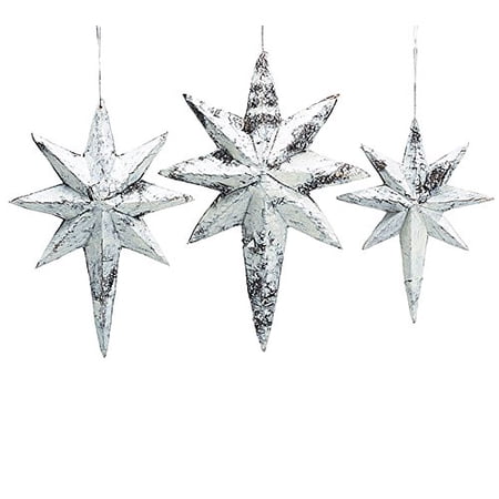 White North Star Christmas Tree Ornament Assorted Set of 3 - Xmas