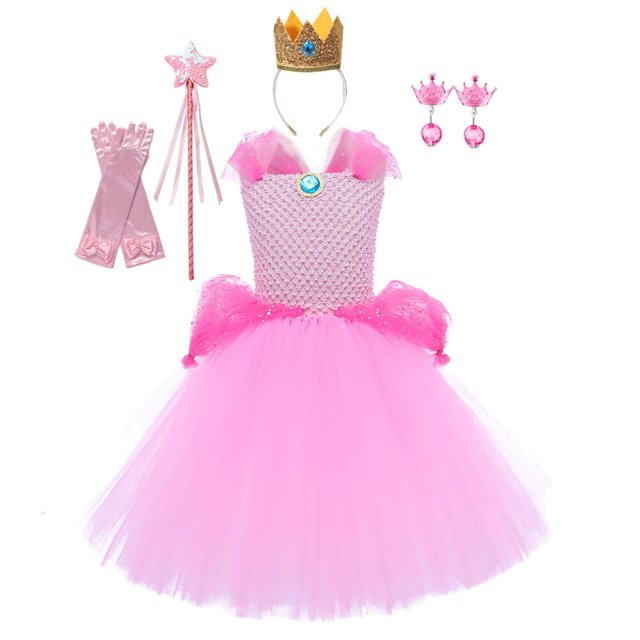 Vestido de princesa melocotón para niña, disfraz de Cosplay para niños, trajes de actuación de escenario para niños, ropa de fiesta de cumpleaños de fantasía de carnaval, 2-12 años Fivean unisex