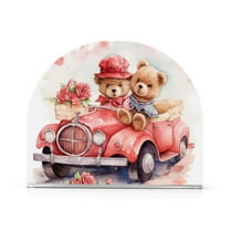 Bears Car Roses Flowers Napkin Holder for Table Clear Napkin Stand Paper Holder Acrylic Organizer Dispenser Napkins for Dinner Kitchen Restaurant Room