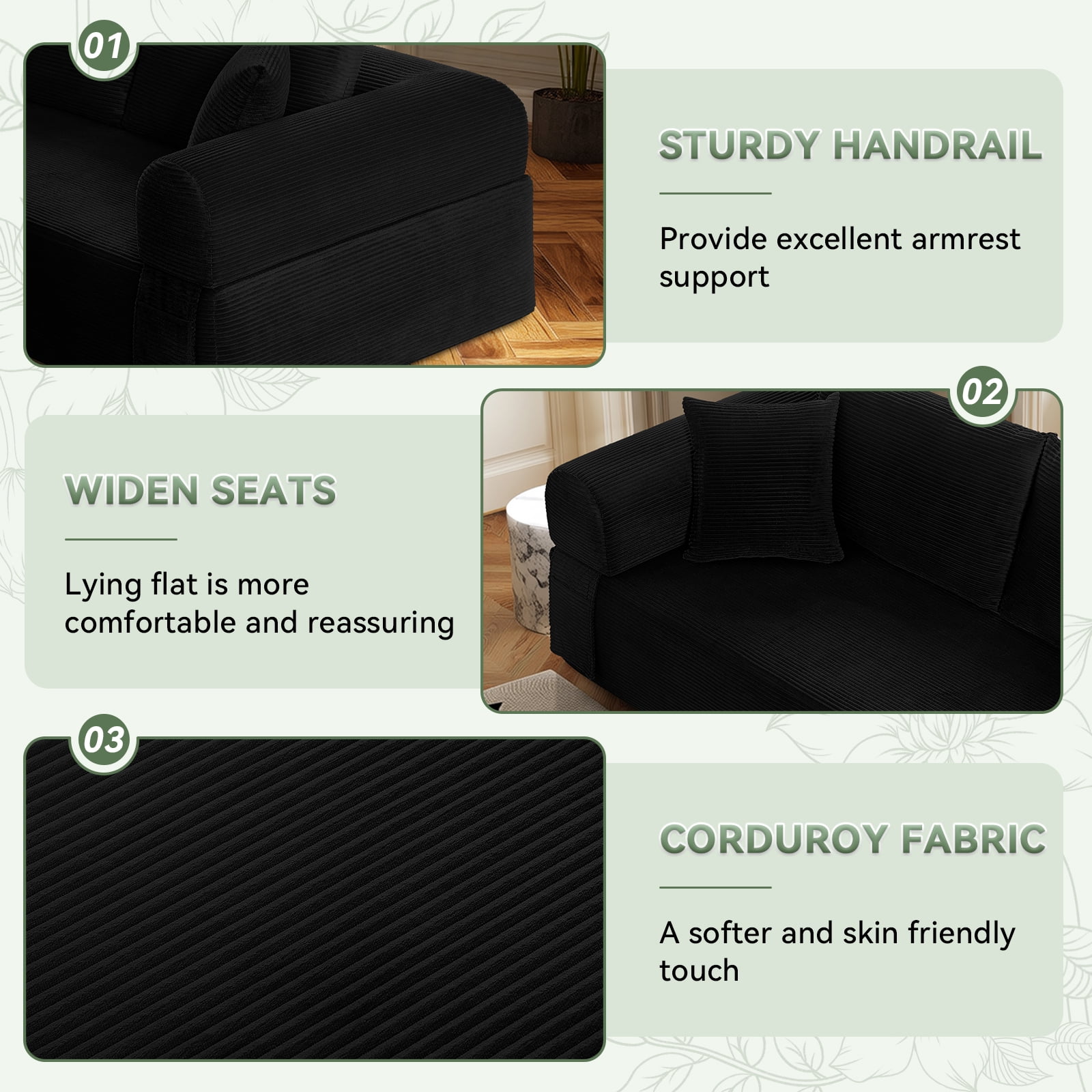 83" Modern Corduroy Loveseat Sofa,2-Seater Cloud Couch with Memory Foam and Spring Seat With Four Pillows,Deep Seat Sofa with Wide Armrests,No Assembly Couch in a Box for Bedroom,Living Room