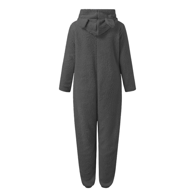purcolt Womens Flannel Hooded Onesie Jumpsuit with Pockets Winter