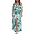 thumbnail image 2 of Raviya GREEN Plus Size Floral-Print Smocked-Bodice Maxi Dress Cover-up, US 0X, 2 of 3