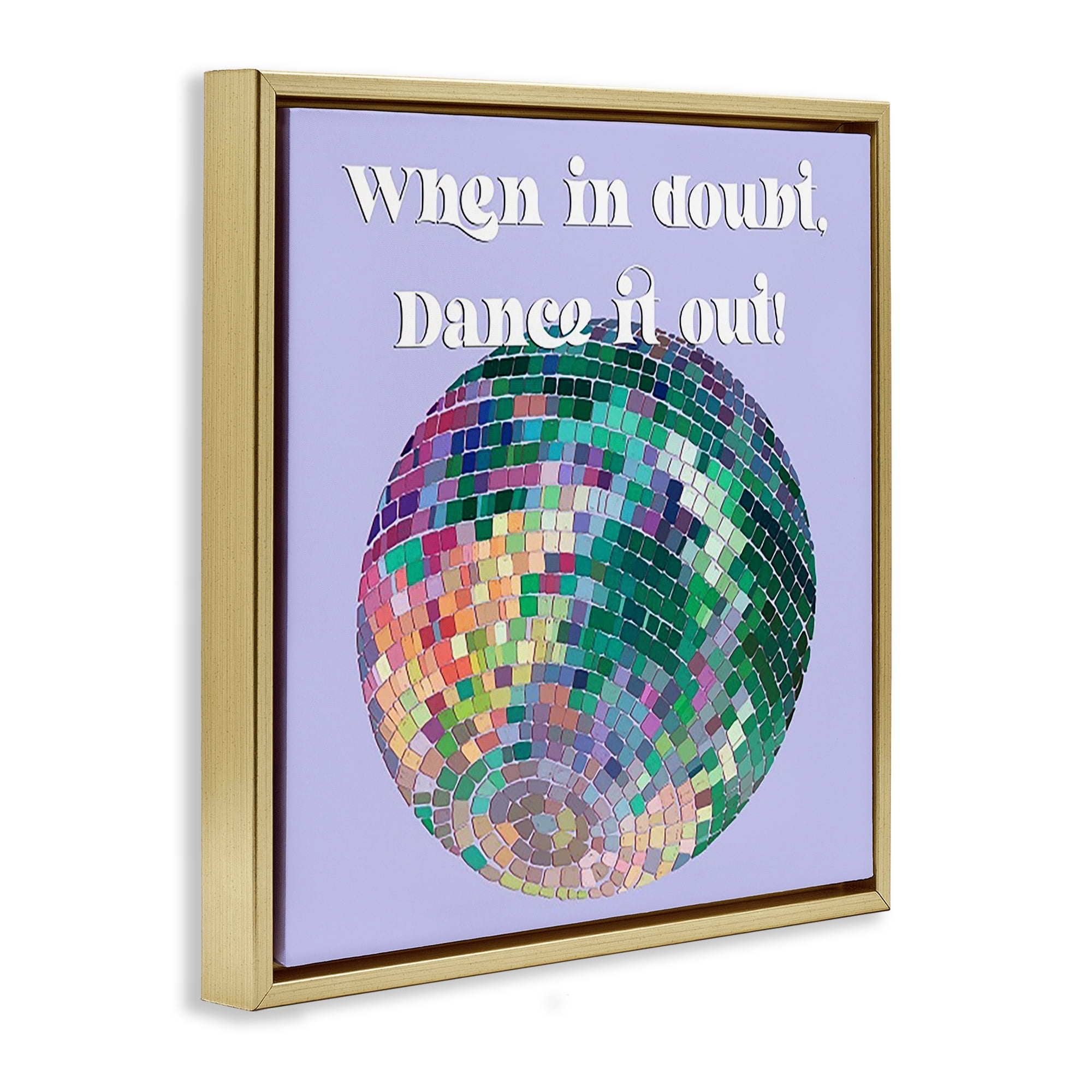 Stupell Industries Dance It Out Phrase Novelty & Humor Painting Gold Floater Framed Canvas Art Print Wall Art, 18 x 18