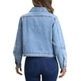 thumbnail image 3 of INSPIRE CHIC Denim Jacket for Women's Casual Collar Long Sleeve Button Down Jean Denim Jacket XL Light Blue, 3 of 6