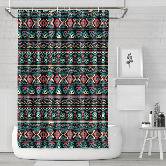Waterproof Bohemian Shower Curtain 72x72 Inch Boho Style Polyester Unique Shower Curtain for Bathroom Hotel Home Decor with 12 Plastic Hooks