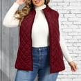 thumbnail image 7 of DISKEBUISS Plus Size Quilted Puffer Vest for Women Stand Collar Sleeveless Zip Up Gilet with Pockets for Fall Winter, 7 of 7