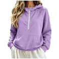 thumbnail image 6 of Otvok Loose Quarter‑Zip Pullover Hoodie, Womens Drawstring‑Hood Long‑Sleeve Casual Sweatshirts, 6 of 7