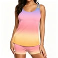 thumbnail image 2 of Two Piece Tankini Swimsuits for Women Gradient Tummy Control Bathing Suit with Shorts Athletic Swimwear, S, 2 of 7
