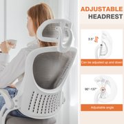 MCQ Office Chair, High Back Mesh Chair, with Headrest and Fixed Armrests, Grey