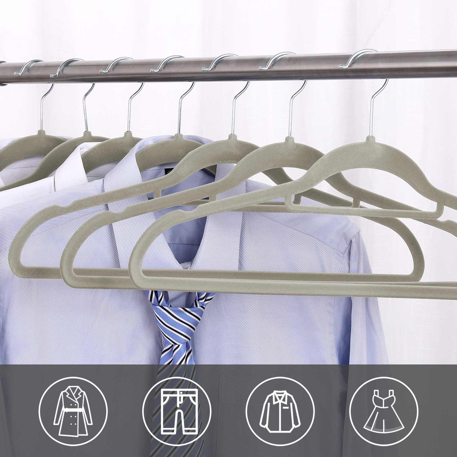 Ollieroo Premium Velvet Hangers, 50-Pack, Non-Slip, Gray-Green photo 3