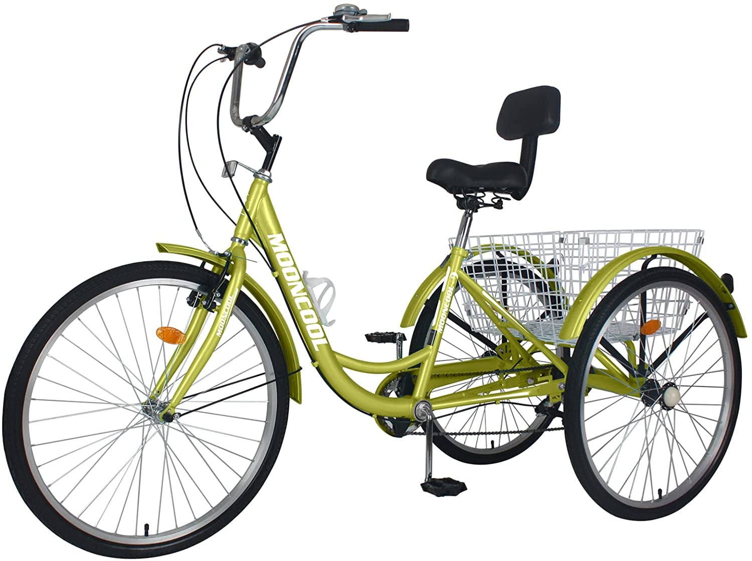 20" Adult Tricycle 3-Wheel Trike Cruiser Bicycle w/Basket for Shopping Yellow 
