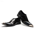 thumbnail image 7 of Santimon Men Leather Dress Shoes Crocodile Pattern Oxford Shoes Metallic Casual Shoes Gold 12 US, 7 of 7