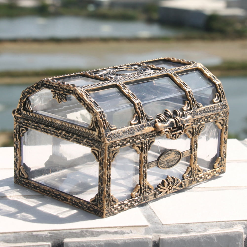 Transparent Pirate Treasure Box Trinket Organizer Jewelry Storage Chest 
