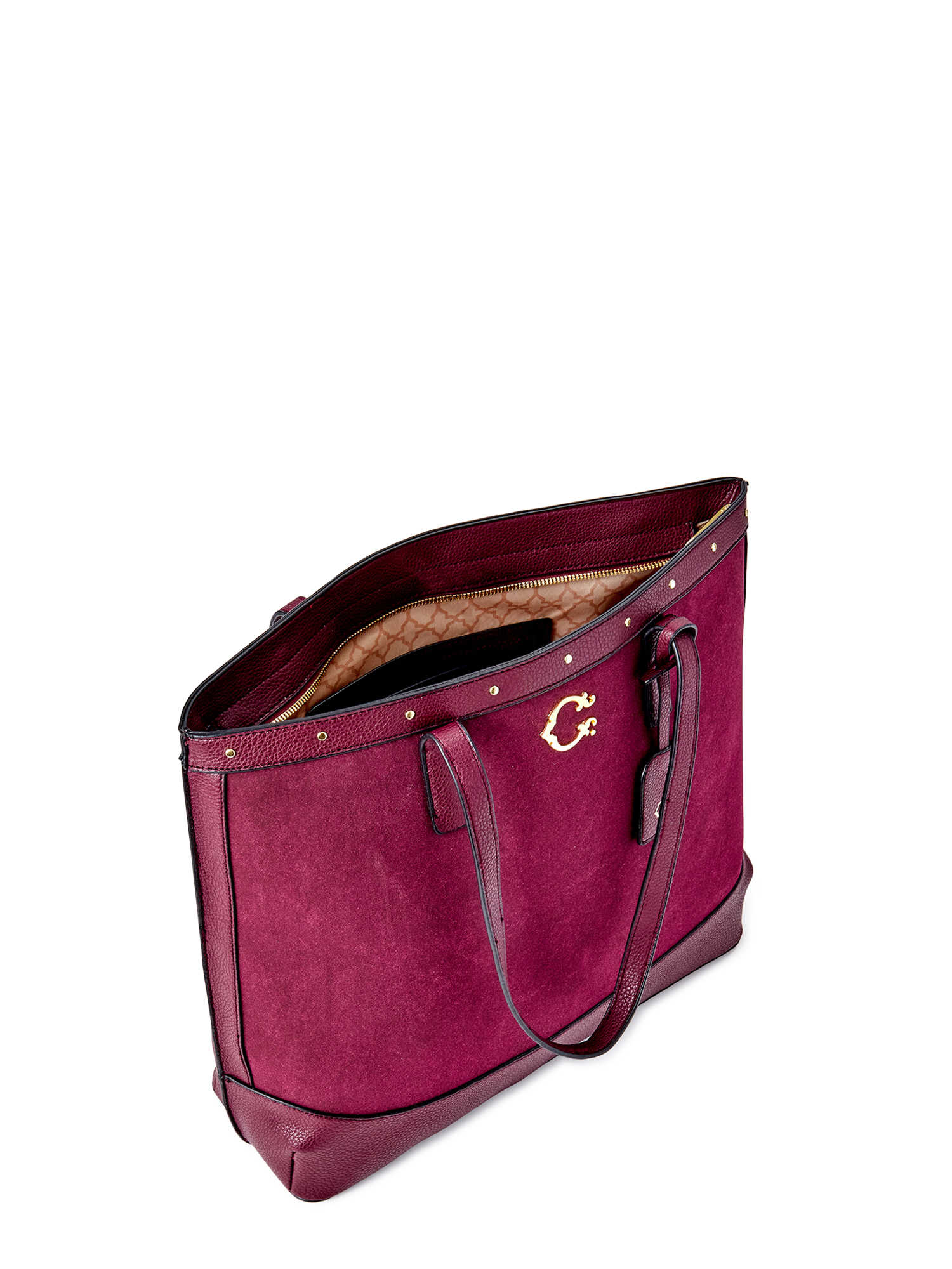 C. Wonder Women's Emma Faux Suede Studded Tote Bag Wine - image 5 of 5