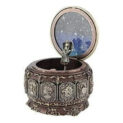 BHDD Vintage Music Box with 12 Constellations Rotating Goddess, Twinkling LED Light Rotate Music Box,Twinkling Resin Carved The Zodiac Mechanism Musical Box Gift for Birthday Christmas (Gemini)