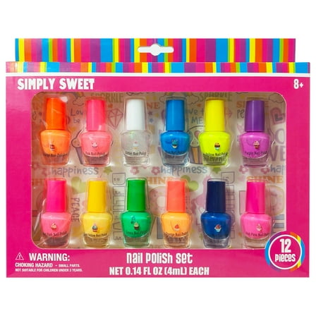 Simple Sweet Nail Polish Set, 12 Pieces, Simply Party